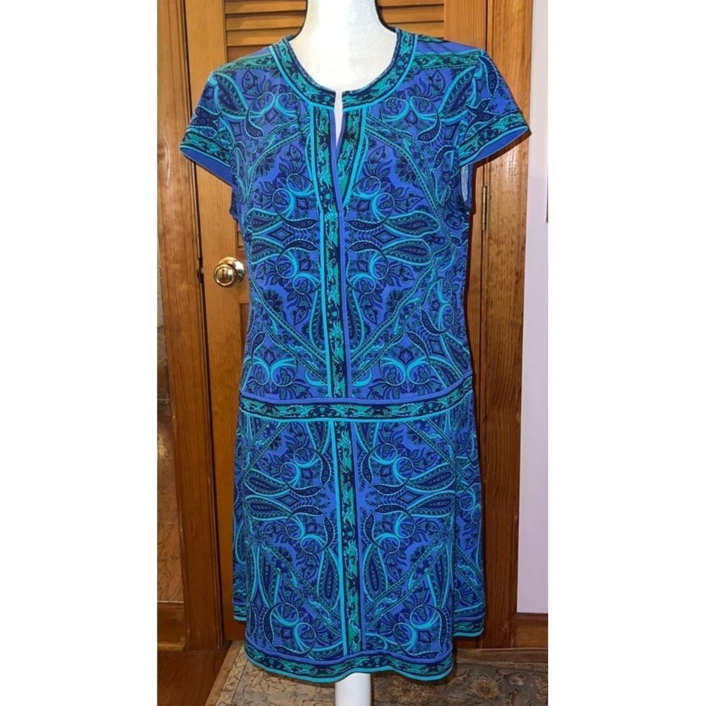Cache’ Blue Abstract Women's Dress -- Large